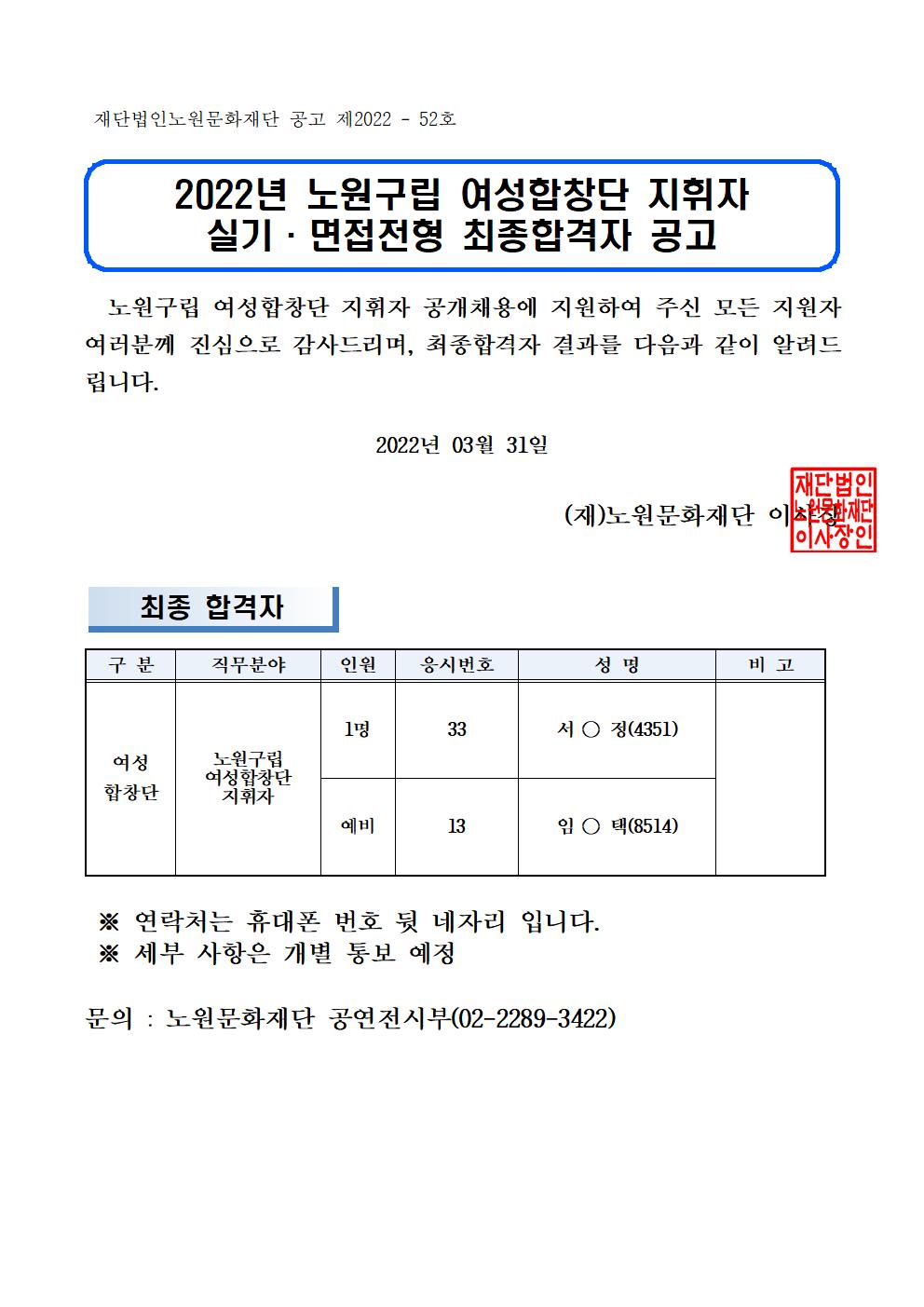 2022년 노원구립 여성합창단 지휘자 최종합격자 공고001.jpg