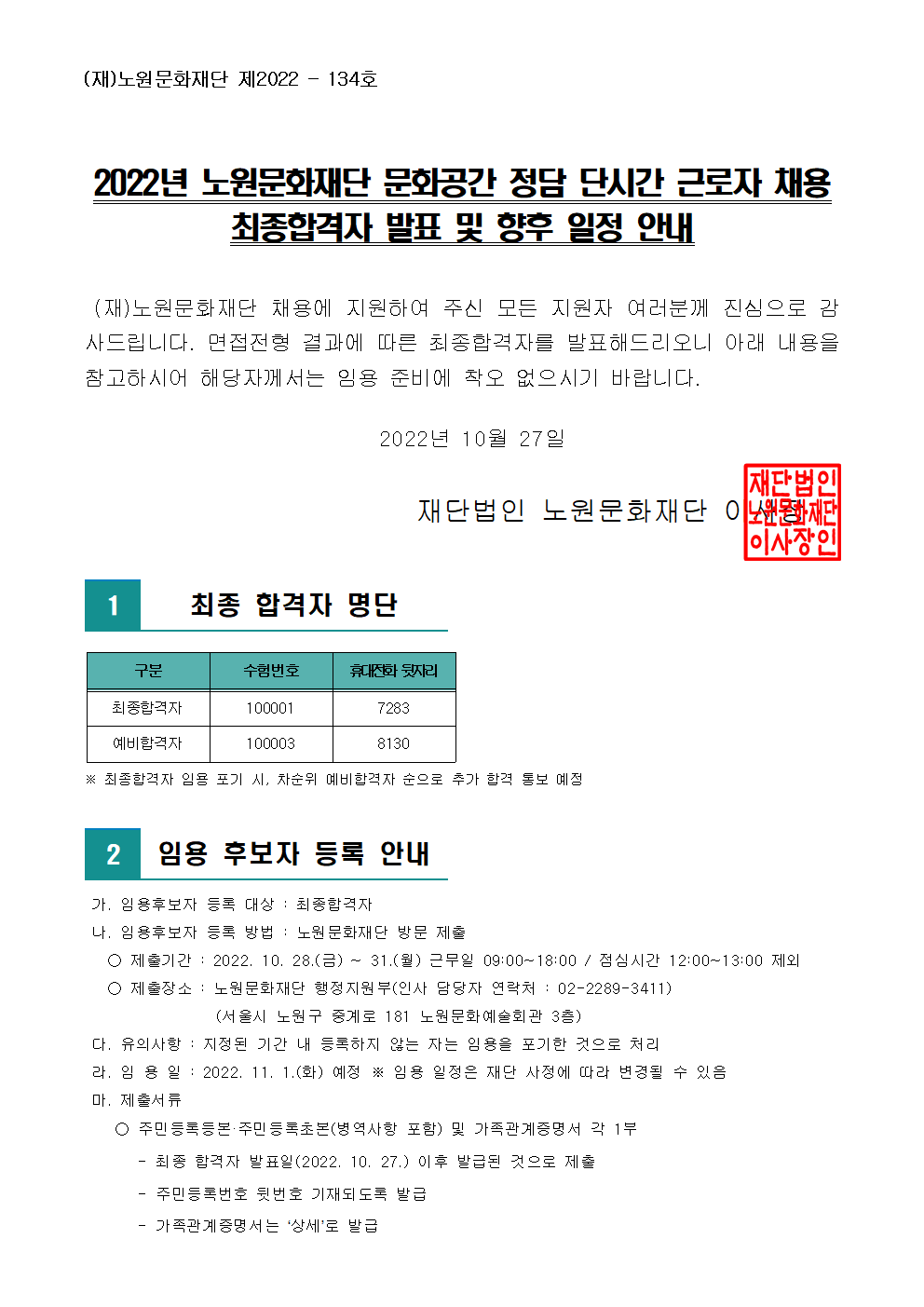 2022년 노원문화재단 문화공간 정담 단시간 근로자 채용 최종 합격자 발표 및 향후 일정 안내001.png